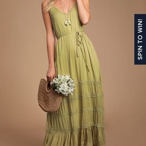 Lulus  Olive Green lace Maxi Dress